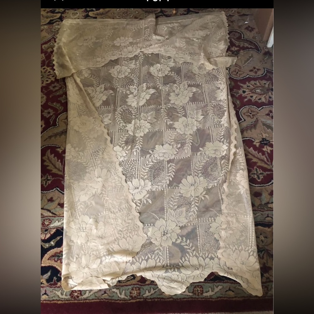 Elegant White Lace Curtain Panel beige 60x90 Antique lace panel beige